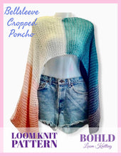 Load image into Gallery viewer, Loom Knit Bell Sleeve Cropped Poncho