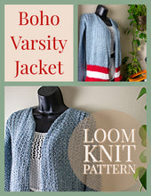 Load image into Gallery viewer, Loom Knit Boho Inspired Varsity Jacket