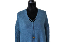Load image into Gallery viewer, Loom Knit Antique Blue Poncho