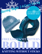 Load image into Gallery viewer, Loom Knit Stormy Night 2 in 1 Cowl Shrug w/ Hat