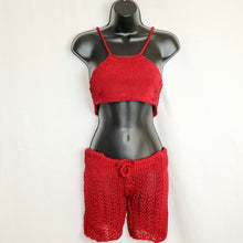 Load image into Gallery viewer, Loom Knit Bordeaux Crop Top & Shorts Set