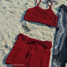 Load image into Gallery viewer, Loom Knit Bordeaux Crop Top & Shorts Set
