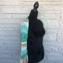 Load image into Gallery viewer, Loom Knit Minty Fringe Shrug