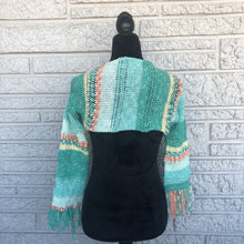 Load image into Gallery viewer, Loom Knit Minty Fringe Shrug