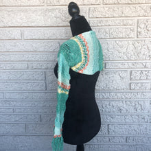Load image into Gallery viewer, Loom Knit Minty Fringe Shrug