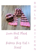 Load image into Gallery viewer, Loom Knit Plaid Hat & Scarf Set