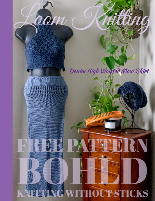 BOHLD Knitting Without Sticks – Denim High Waisted Maxi Skirt [FREE PATTERN]