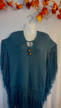 Load image into Gallery viewer, Loom Knit Antique Blue Poncho
