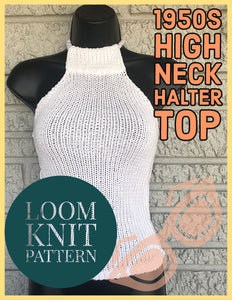 Loom Knit 50s High Neck Halter Top