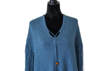 Load image into Gallery viewer, Loom Knit Antique Blue Poncho
