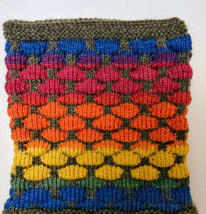 Loom knit Bright Lights Cowl