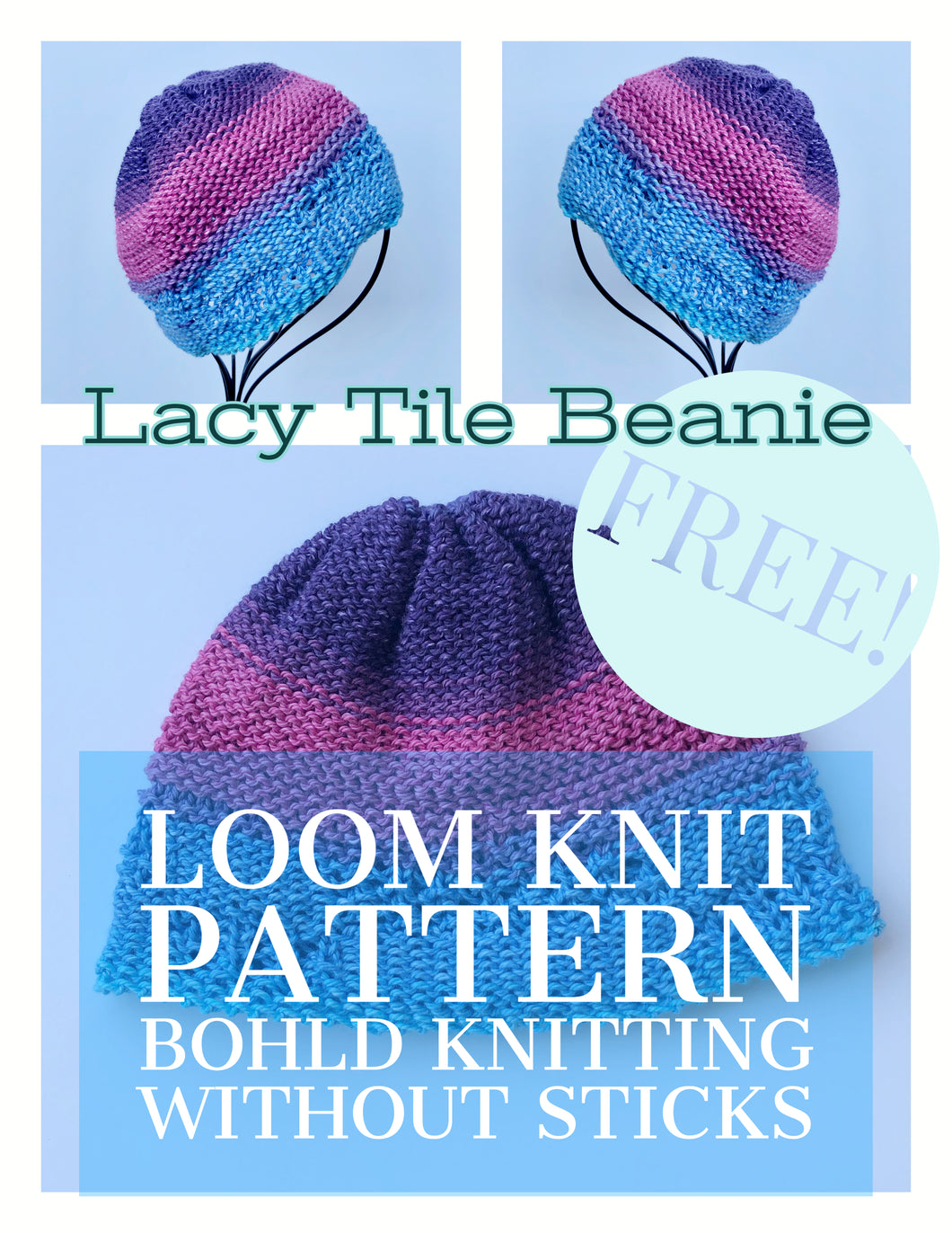 Loom Knit Lacy Tile Beanie
