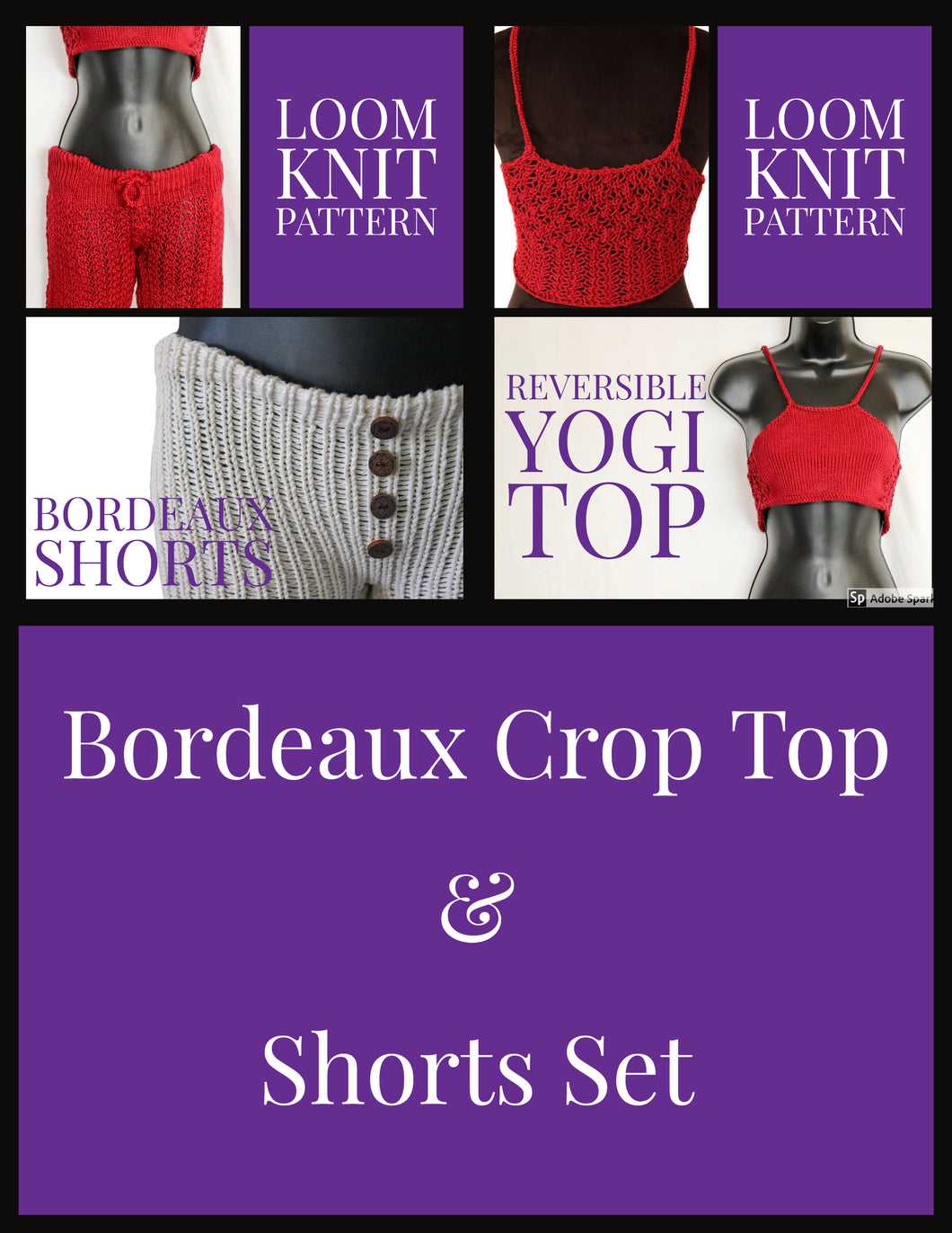 Loom Knit Bordeaux Crop Top & Shorts Set
