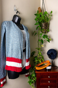 Loom Knit Boho Inspired Varsity Jacket