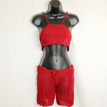 Load image into Gallery viewer, Loom Knit Bordeaux Crop Top &amp; Shorts Set
