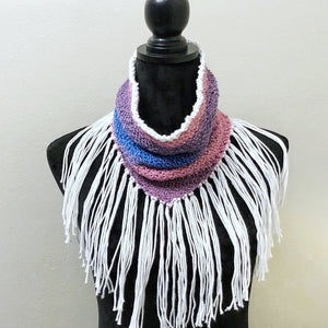 Loom Knit Visions of Violet Cotton Bandana Cowl